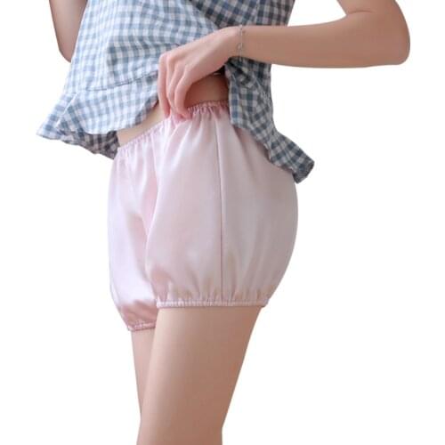 Safety Short Pants Women Summer Ice Silk Bloomers Loose Elastic Waist Thin Cool Casual Solid Color Comfortable Breathable Shorts