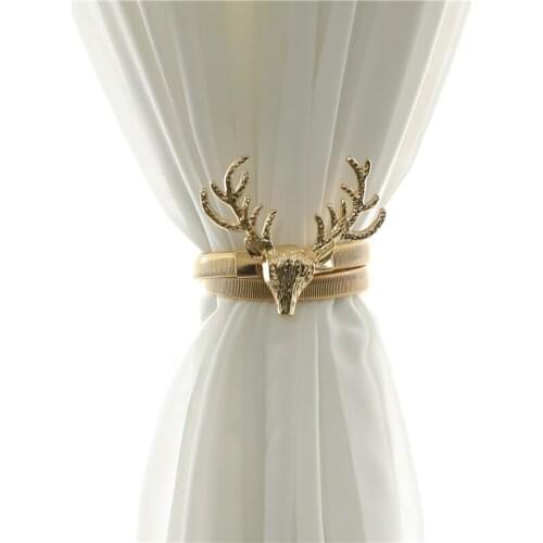 Europe 2Pcs/Pair Cartoon Metal Plating Curtain Hooks Straps Hanging Bind Ropes Belt Buckle Holder Curtain Accessories Tie back