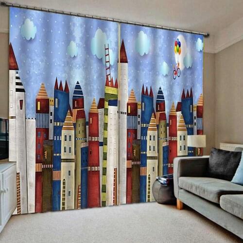 High quality custom 3d curtain fabric Beautiful Photo Fashion Customized 3D Curtains builing curtain