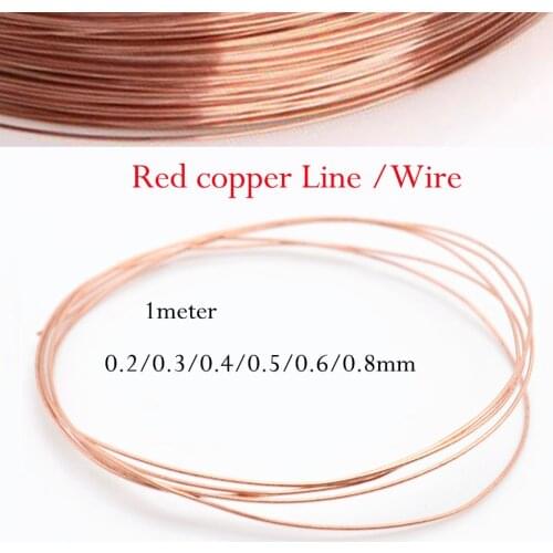 High Quality 1meter Copper Line Wire 0.2/0.3/0.4/0.5/0.6/0.8/1/1.2/1.5/1.8/2/2.5/3/4/5 mm T2 Copper Red copper 99*90% Bare Wire
