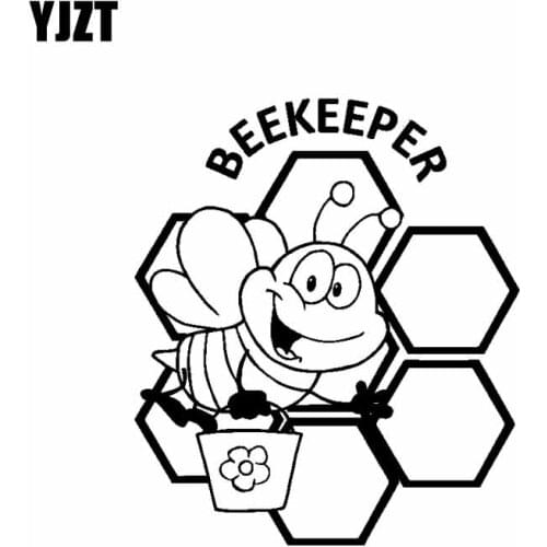 YJZT 15.2CM*17.7CM Beekeeper Bees Beekeeping Vinyl Decal Car Sticker Truck Farmer Cute Black/Silver C19-0076