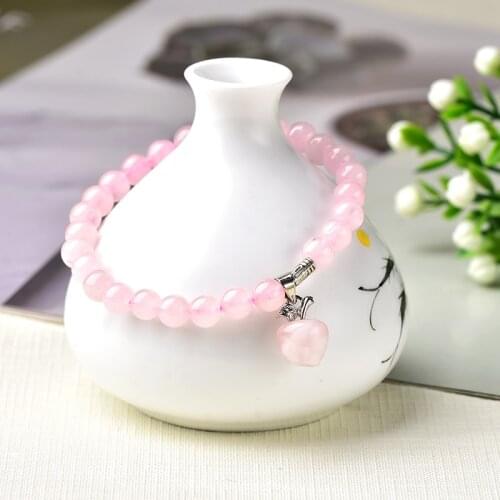 1PC Natural Rose Quartz Bracelets Crystals Charm Raw Simple Colour Mineral Jewelry Healing Stone For Ladies Reiki Jewelry Gifts