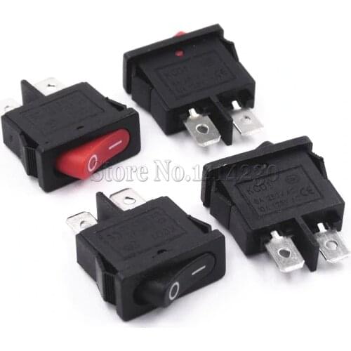 10PCS KCD1-110 10x22mm Black Red Ultrathin Rocker Switch Small Instrument Power Switch 6A 250V 10A 125VAC