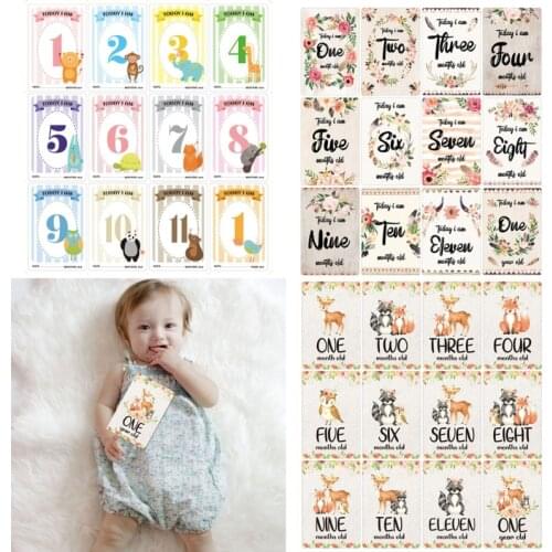 12 Sheet Baby Monthly Milestone Cards Birth to 12 Months Photo Moment Cards Unisex Boys Girls Photo Keepsake Landmark