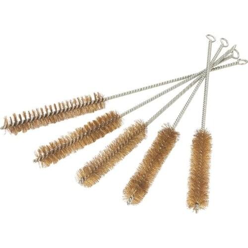Hot 2pcs/3pcs/5pcs 2cm Diameter Brass Wire Cleaning Brush 30cm Total Length Copper Wire Tube Brush Metal Handle Hand Tool