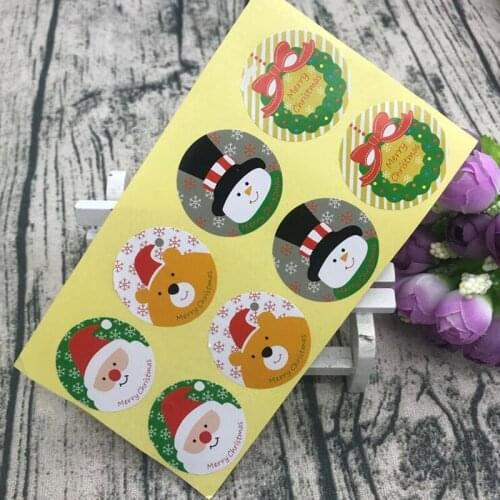 400pcs/lot Merry Christmas Kraft Papers Stickers Handmade Packing Xmas Gifts Sealing Adhesive Labels Wholesale