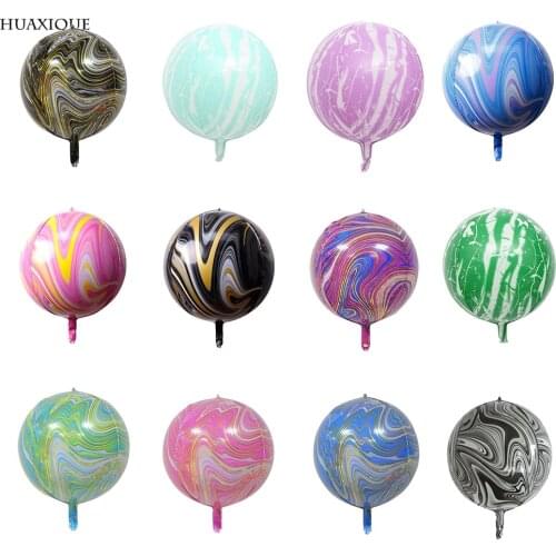 4D Marble Agate Ballon 22inch Foil Helium Ballons Wedding Birthday Party Decoration Supply Baby Shower Round Air Globos