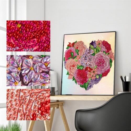 Heart Flower Diamond Paintings DIY 5D Special Shape Rhinestone Partial Diamond Crystal Diamond Painting Set Diamond Painting