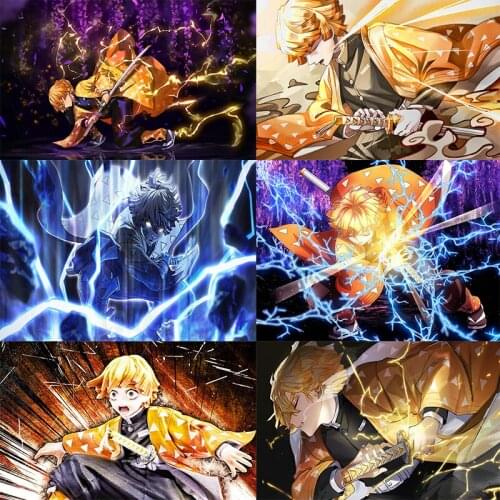 Anime Posters Zenitsu Agatsuma Demon Slayer Canvas Painting Wall Art Decor Living Room Decor Bedroom Decor Pictures Home Decor