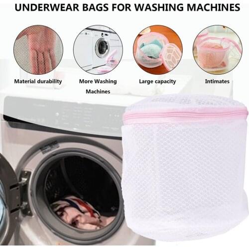 White Laundry Wash Bags Zippered Mesh Foldable Lingerie Bra Socks Underwear Washing Machine Clothes Protective Net 120X150mm