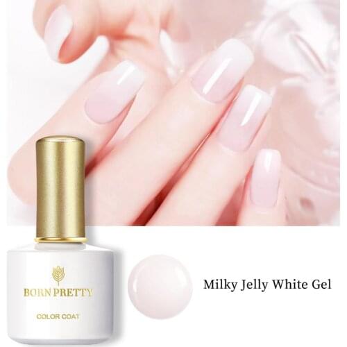 BORN PRETTY 10ml Opal Jelly Gel Polish White Semi-transparent Translucent Gel Nail Polish Nail Art Soak Off UV Gel Varnish