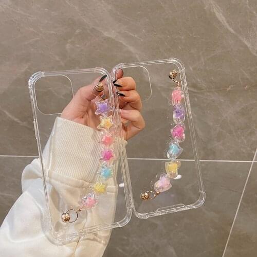 Stars Jelly Wristband Soft Case For Samsung A51 Cover For Samsung A50 A70 A20 A52 A72 A31 A32 A02S A71 Case Soft TPU Clear Cover