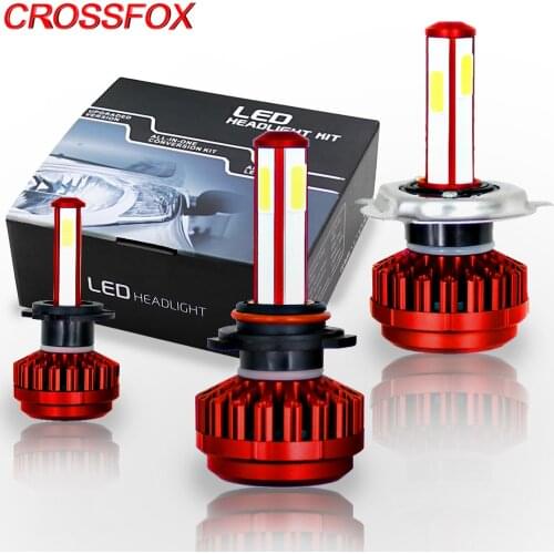 CROSSFOX Car Headlight LED H4 9003 HB2 H8 H9 H11 9005 9006 HB3 HB4 H7 LED Replacement Bulb Light 6000K 8000Lm 12V 4 Side Lamp