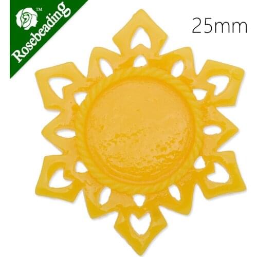 25mm resin cabochon,yellow,snowflake shape,fit 25mm glass cabochon,pretty look,sold 20pcs/lot-C4275