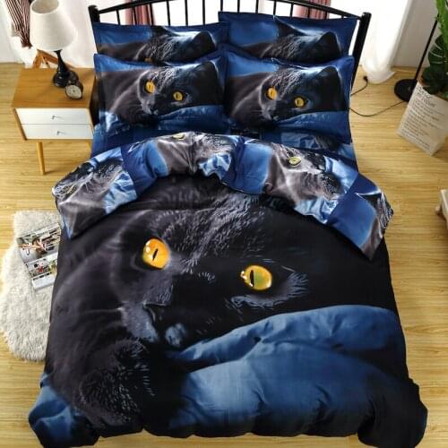 Adult Duvet Cover Set 3D Printed Animal Cat Comforter 3pcs Bedding Sets King Size Single Full Double Bed Linen