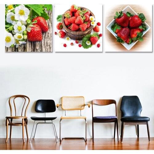 Red Strawberry Fruit Girls Room Decor Picture Food Posters and Prints Modern Landscape Wall Art Canvas Painting for Kitchen