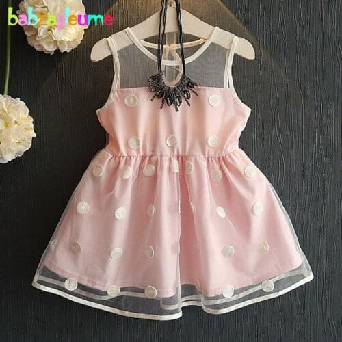 Summer Toddler Girls Dresses Baby Girls Dot Sleeveless Lace Princess Costume Dress Children Clothing Kids Clothes 0-7Year BC1117