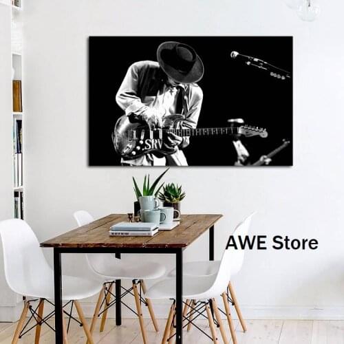 Stevie Ray Vaughan music guitar musicians blues rock monochrome living room Home art Decoration Posters No Frame