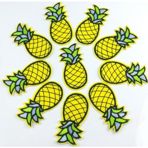 10Pcs Pineapple Embroidery Sewing on patch for Clothing Embroidered Iron On Patches Clothes Sticker Garment Appliques DIY BT109