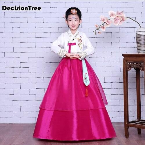 2019 new national baby girls dance performance clothes traditional korean clothing kids hanbok dress full sleeve cosplay costume
