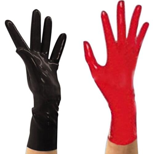 New Arrive Sexy Larex Rubber Short Gloves With Edge Curl For Dress Party Wear Night Club Hot