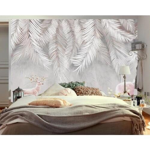 Custom wallpaper European tropical rainforest plant black and white leaf mural home decoration living room bedroom 3d wallpaper