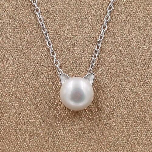 925 Sterling Silver cat pearl Necklaces & Pendants For Women High Quality Sterling-silver-jewelry