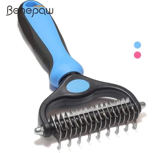 Benepaw Professional Dematting Comb For Dogs Cats Safe Undercoat Rake Brush Easy For Removing Mats Tangles Shedding Pet Grooming