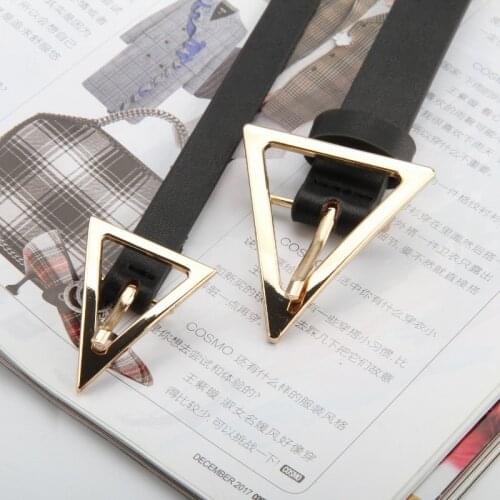 New Cowskin&PU Women Belt Gold Triangle Alloy Buckle Waistband Black Casual Female Thin Designer Waist Strap cinturon vaquero