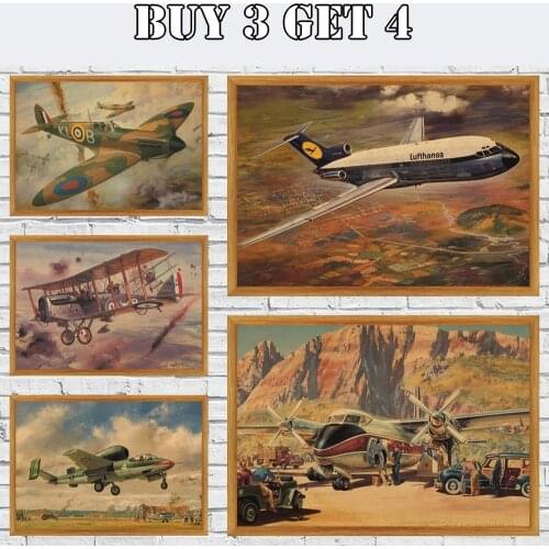 World War Ii Retro Fighter Kraft Paper Poster Oil Painting Poster Art Painting Abstract Fancy Wall Sticker Decorative