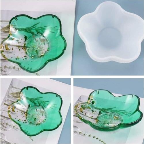 Flower-Shape Silicone Dish Resin Mold For DIY Epoxy Resin Mold Tray Casting Mould Jewelry Soap Dish Holder Storage Mold Handmade