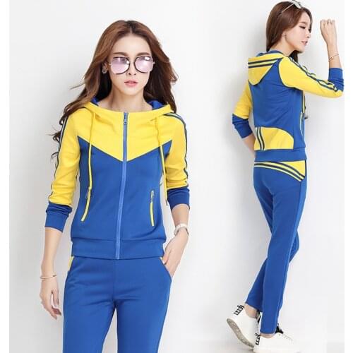 Autumn Women Sport Suit Zip Up Hoodies Jacket Sweatshirt+sweatpant Casual Jogger Running Workout Outfit Set Sportswear Tracksuit