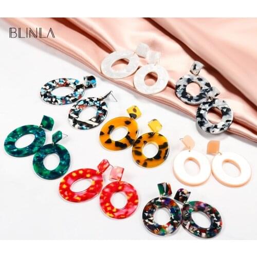 BLINLA Bohemian Geometric Acrylic Big Drop Earrings for Women New Korean Resin Leopard Dangle Earring Fashion Statement Jewelry