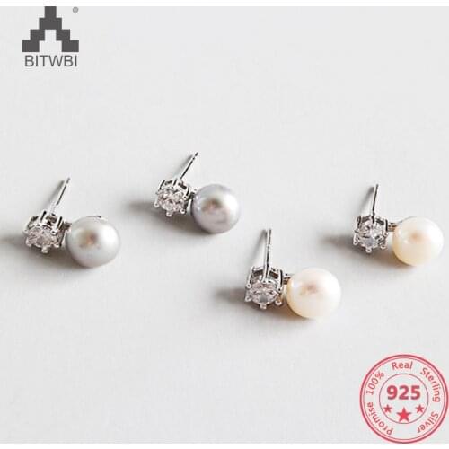 Drop Shipping 2019 Korea Hot Style 925 Sterling Silver Elegant Simple Natural Freshwater Pearl Dangle Earrings Women Jewelry