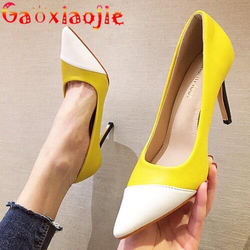 Gaoxiaojie Spring And Autumn Ladies Shoes 2021 New Patchwork High Heels Sexy Pointed Comfortable Everyday Office Single Shoes