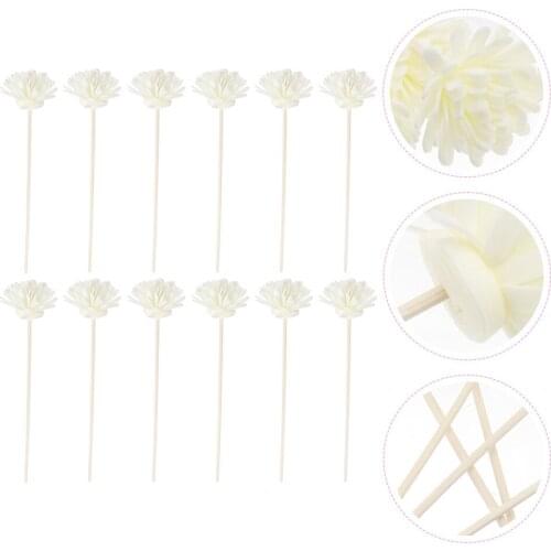 12Pcs Simulated Flower Shaped Aroma Sticks Diffuser Stick Handicrafs Gifts White