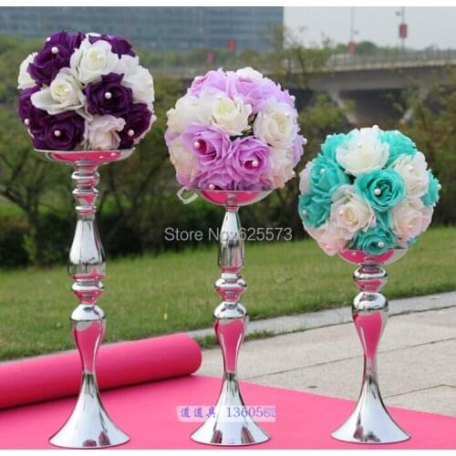 12pcs/lot Wedding master table candlestick T road lead silver wedding road lead 30cm height