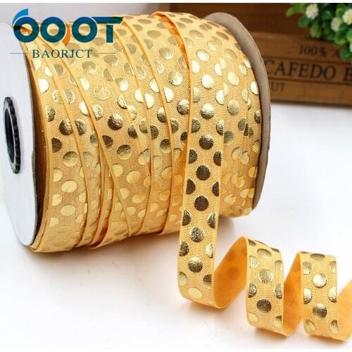 176081 ,5/8'' 16MM hot gold print Dots Elasticity ribbon ,10 yards DIY handmade hair accessories Material , free shipping