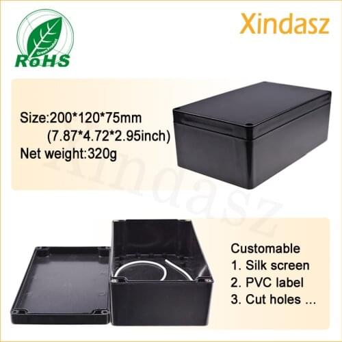 200*120*75mm Black Plastic project enclosures Electronic Instrument Enclosures ABS electronic conjunction enclosure