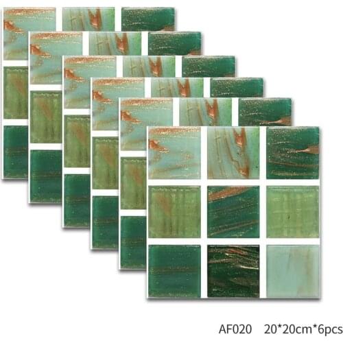 6Pcs Green Goldfish Tile Sticker Oil Proof Waterproof Mosaic Kitchen Backsplash Bathroom Wall Decor