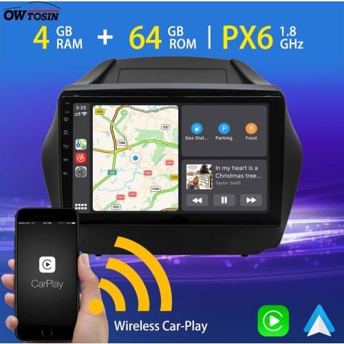10.1" Android 10.0 PX6 4GB+64GB Car Multimedia Player For Hyundai Tucson IX35 2009-2015 GPS Navi Wireless Carplay TDA7850 Radio