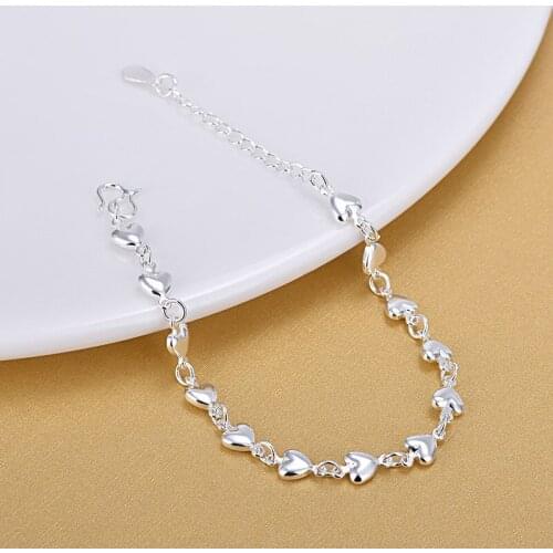 Heart Couple Bracelet Jewelry Bangle Silver Color Adjustable Chain Bracelets For Lovers Women Men Female Lady Girls Boys Gift