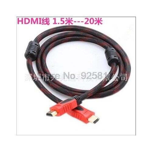 By dhl or ems 100pcs 1.5M 3M 5M 10M 15M 20M High speed Male-Male braided HDMI Cable 1.4 Version 1080p 3D For HDTV XBOX PS3