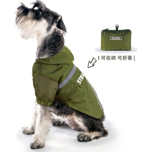Pet raincoat reflective strip hooded dog clothing waterproof foldable pet clothing comfortable, dirt resistant and easy to clean