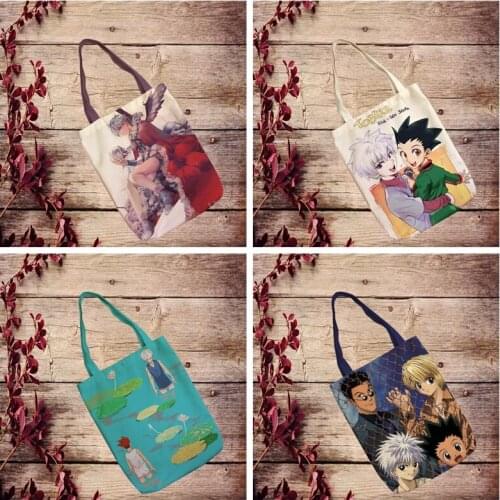 HUNTER X HUNTER Fashion Anime Foldable Canvas Shopping Bag Casual Shoulder Bags Customized Tote Handbag Lady Girls New