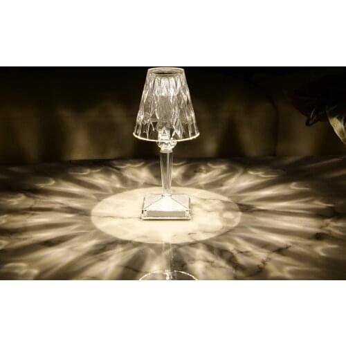 Italian Led Table Lamp USB Rechargeable Crystal Desk Lamp Sensor Bar Cafe Table Lights Restaurant Romantic Fixtures Bedside Lamp