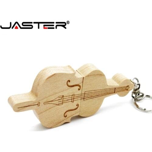JASTER USB 2.0 New Popular Mini Wooden Guitar USB flash drive Genuine pendrive 4GB 16GB 32GB 64GB Memory Stick 1PCS free logo
