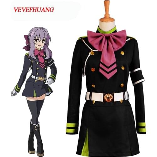 VEVEFHUANG Japanese Anime Seraph Of The End Owari no Seraph Hiiragi Shinoa Cosplay Costumes Full Set Uniform Halloween party cos