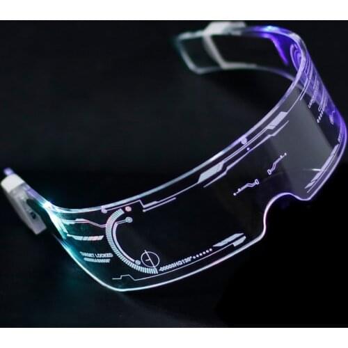Colorful Change EL Wire Luminous Glasses LED Light Up Visor Eyeglasses for Costume Neon DJ New Year Christmas Party