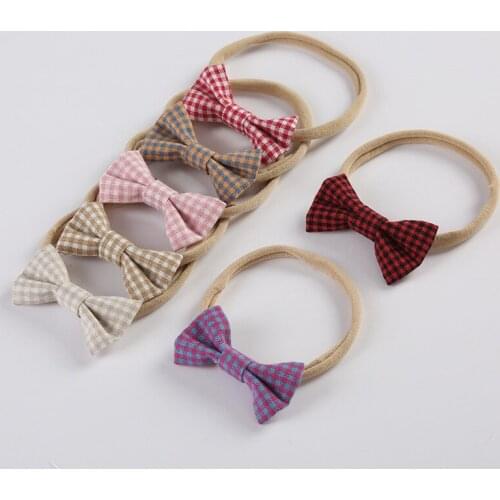 Girls 2" Mini Fabric Bow Headband,Plaid Hair Bow with Nylon Headband,Kids Bows Nylon Headbands Hair Accessories 36pc/lot